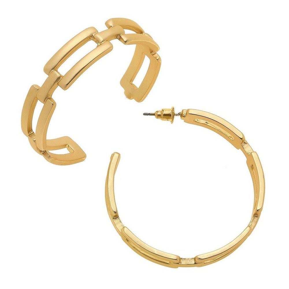 Canvas Edith Chain Link Gold Hoops Earrings